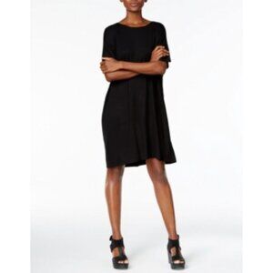 Eileen Fisher Stretch Jersey Shift Dress Black Size Large NEW [jb]